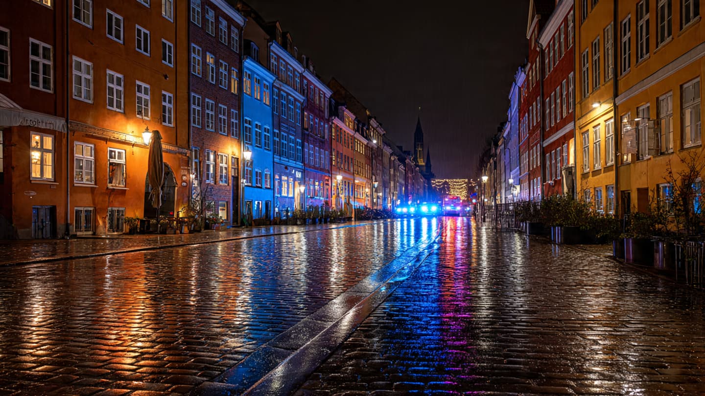 When Night Relents to the Narrow Blade, Shadows Fall Across Central Copenhagen When Night Relents to the Narrow Blade, Shadows Fall Across Central Copenhagen
