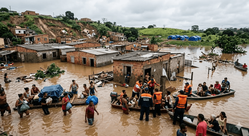 Tragedy in Northeast Brazil: Six Dead and Thousands Homeless as Record Rains Submerge Towns