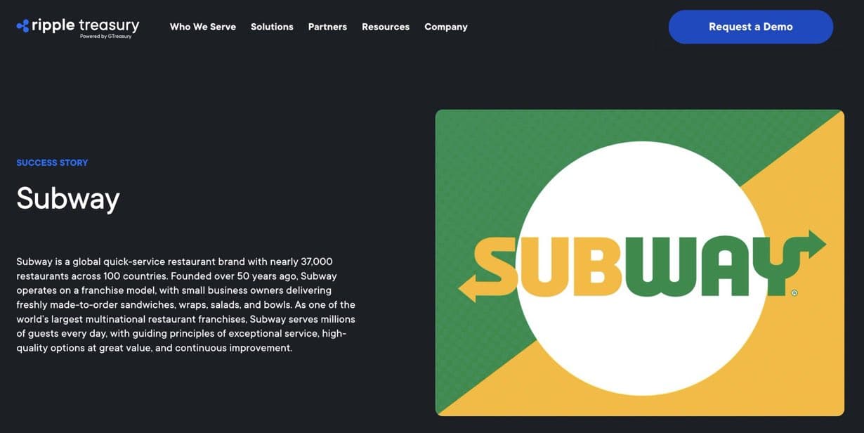 Ripple Treasury Showcases Subway as a Global Digital Finance Success Ripple Treasury Showcases Subway as a Global Digital Finance Success