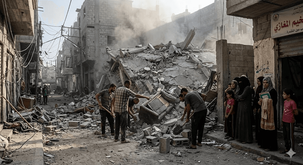 Devastation in Al-Maghazi: Israeli Strike Destroys Family Home in Central Gaza Camp Devastation in Al-Maghazi: Israeli Strike Destroys Family Home in Central Gaza Camp