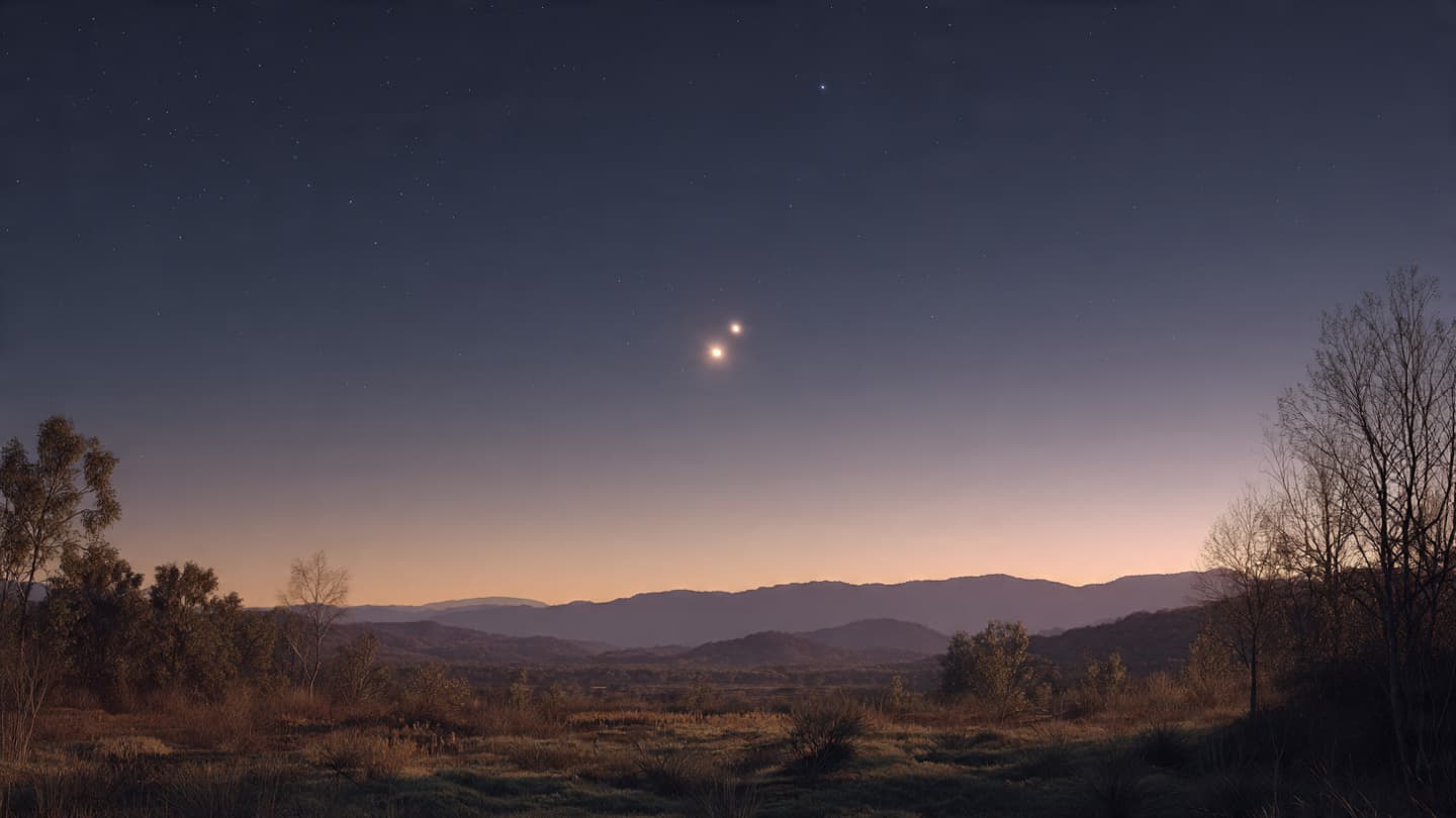 Two Bright Worlds Meet in the Sky for a Brief Moment Two Bright Worlds Meet in the Sky for a Brief Moment