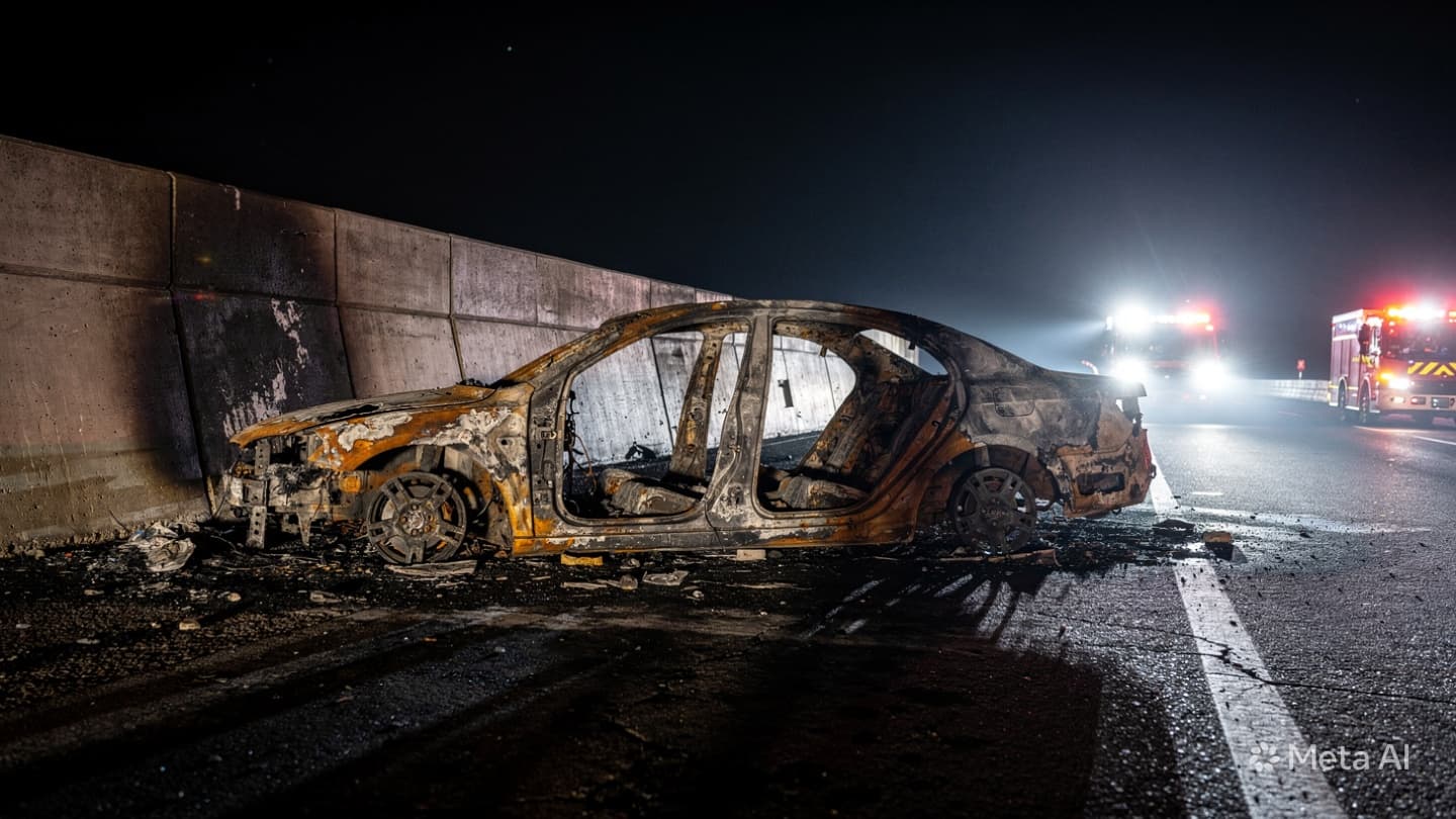 Fort Worth Fire Disaster: Two Dead After Vehicle Veers Off Northbound Loop 820 Corridor