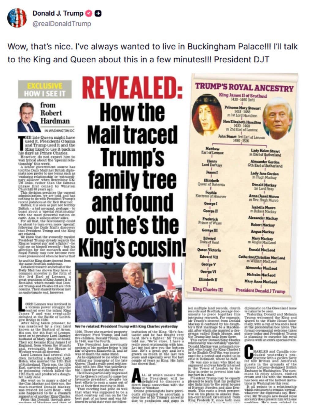 Trump’s “Royal Link” Claim Sparks Buzz and Doubt Online Trump’s “Royal Link” Claim Sparks Buzz and Doubt Online
