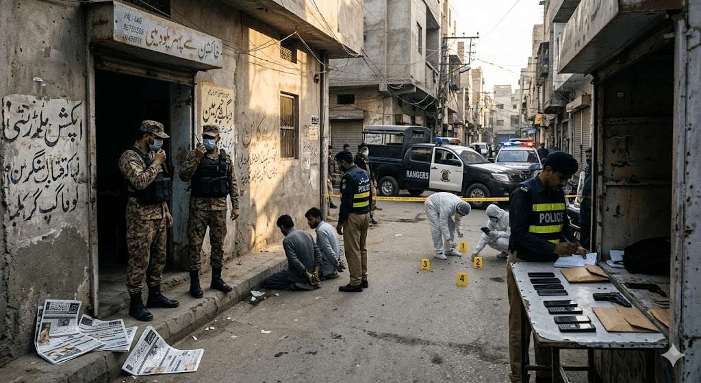 Suspect Killed, 2 Arrested as Rangers and Police Raid Karachi Extortion Ring Suspect Killed, 2 Arrested as Rangers and Police Raid Karachi Extortion Ring