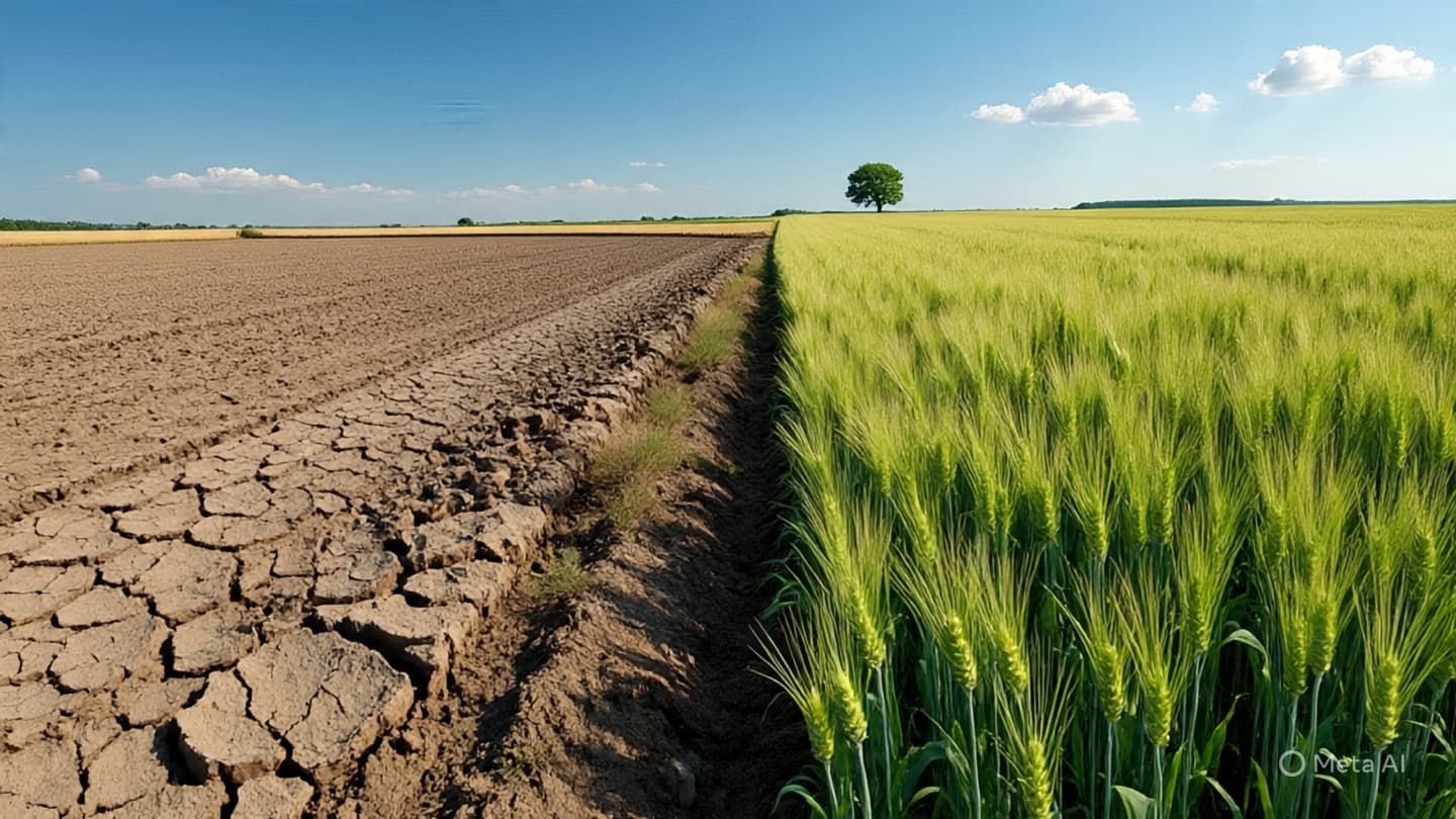 Between the Sun-Parched Soil and the Soft Green Promise of the New Wheat Between the Sun-Parched Soil and the Soft Green Promise of the New Wheat