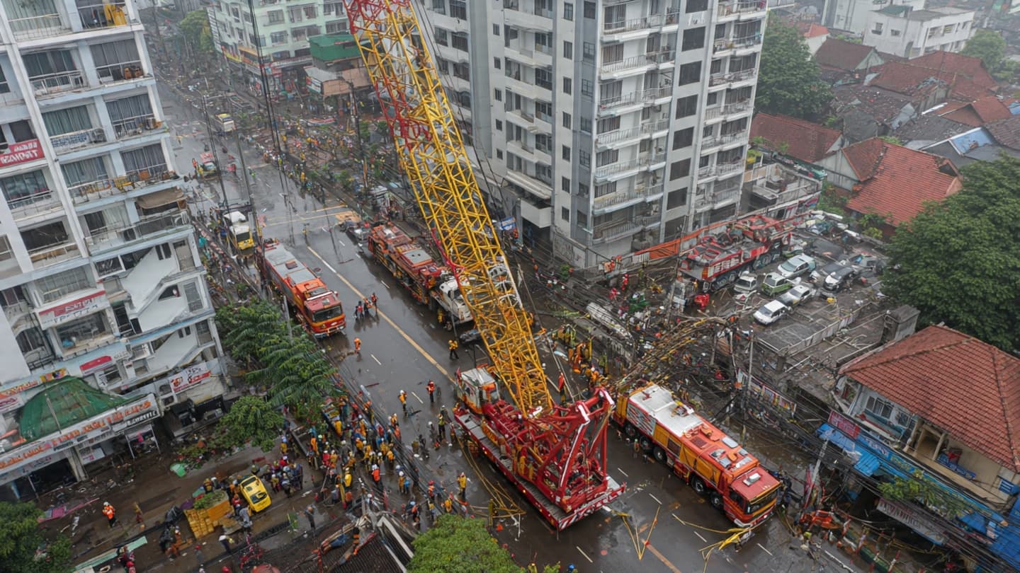 Amidst Growing Buildings, the Crane Suddenly Collapsed