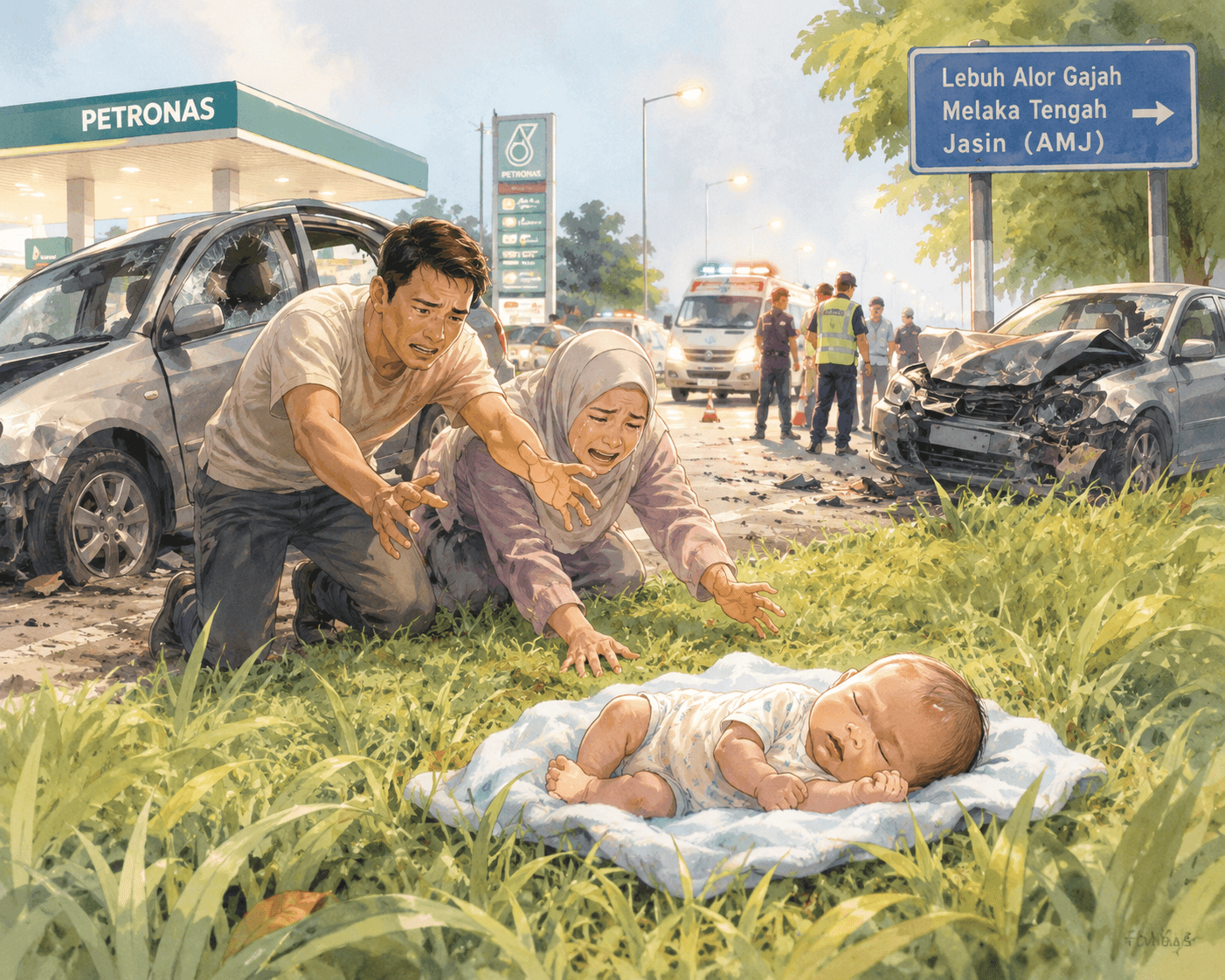 Miracle in Melaka: Infant Survives High-Speed Crash After Landing Safely on Grass Patch Miracle in Melaka: Infant Survives High-Speed Crash After Landing Safely on Grass Patch
