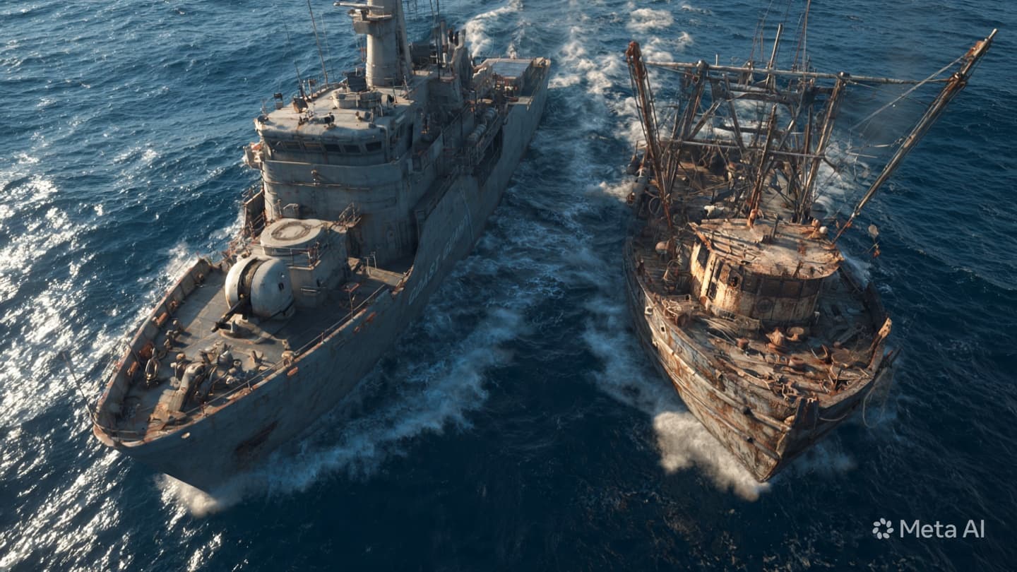 As the Unregulated Commercial Vessel Halts Under Guard: Tracking Shadows of Maritime Extraction