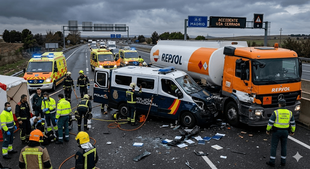 Tragedy in Spain: Five Police Officers Killed in Horrific Tanker Collision Tragedy in Spain: Five Police Officers Killed in Horrific Tanker Collision