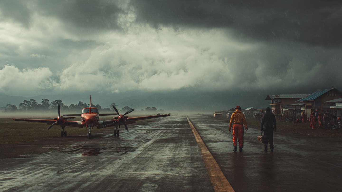 On the Runway of Nabire, A Plane Loses Direction Momentarily