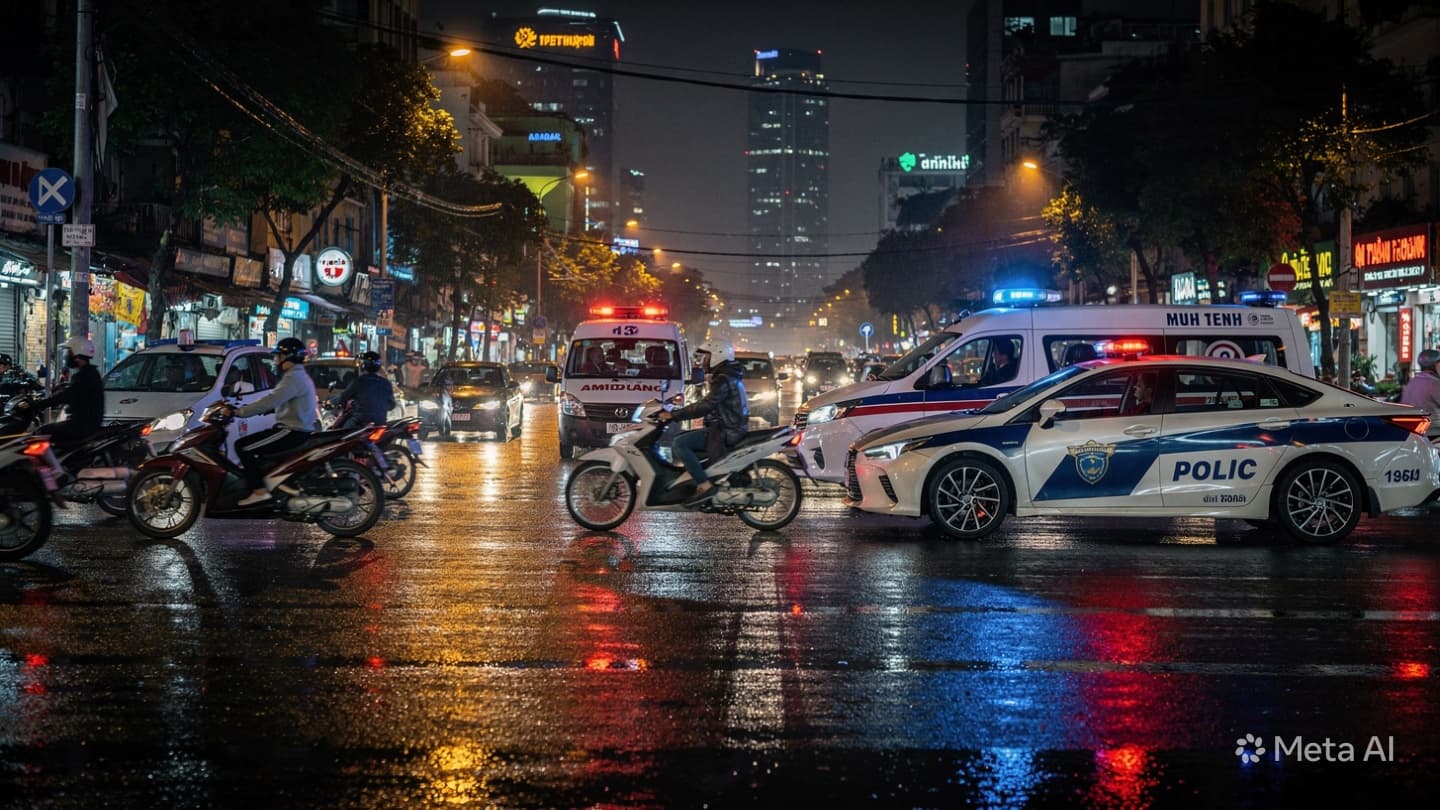 Where Motorcycles and Monsoon Shadows Crossed, Hanoi Witnessed Another Fragile Evening Beneath Dimmed Streetlights Tonight