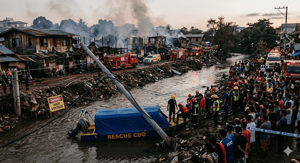 Cagayan de Oro Tragedy: Live Wire Submerged in Creek Electrocutes Young Man Fleeing Barangay Camaman-an Fire Cagayan de Oro Tragedy: Live Wire Submerged in Creek Electrocutes Young Man Fleeing Barangay Camaman-an Fire