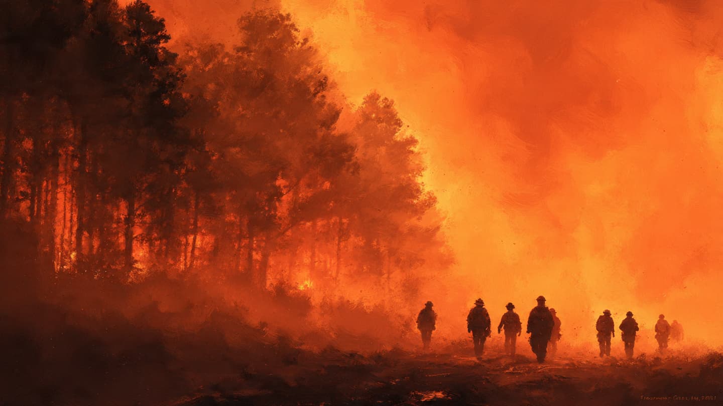 Across Burning Forest Valleys and Ash-Covered Roads, Firefighters Worked Through Another Difficult Night Recently Quietly