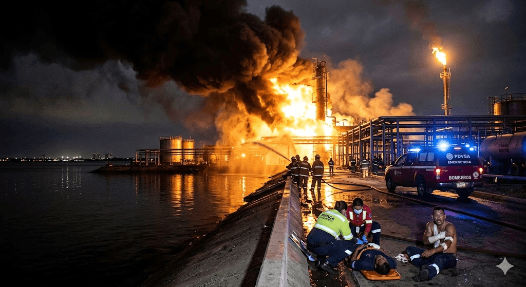 Industrial Disaster: Six Hospitalized Following Massive Fire at Venezuelan Gas Plant