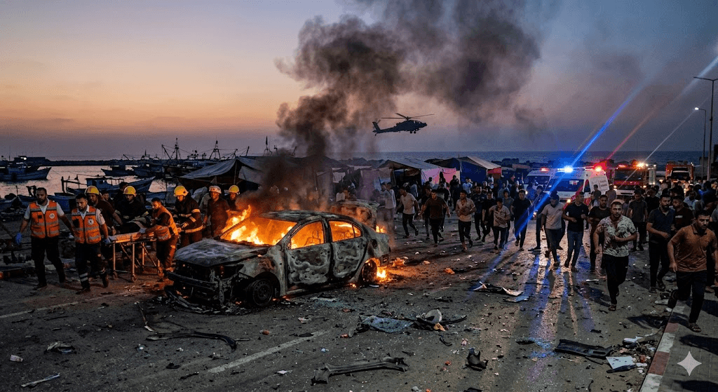 Gaza Strike: Two Killed After Israeli Helicopter Targets Vehicle Near Gaza City Gaza Strike: Two Killed After Israeli Helicopter Targets Vehicle Near Gaza City