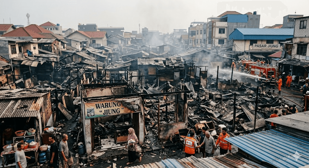 Inferno Near Jiung Market: Massive Fire Displaces 700 and Destroys 300 Buildings in Central Jakarta Inferno Near Jiung Market: Massive Fire Displaces 700 and Destroys 300 Buildings in Central Jakarta