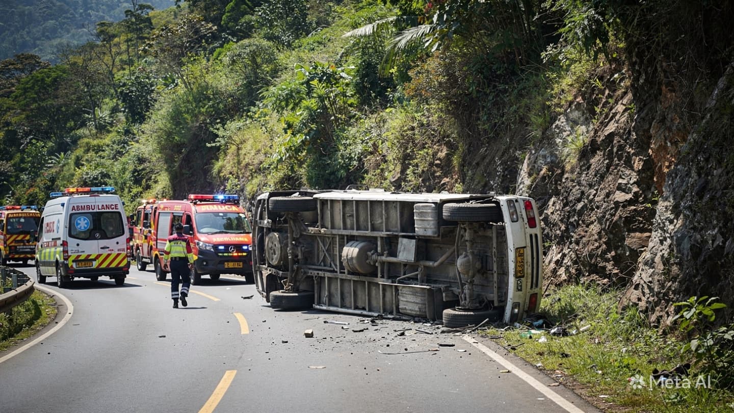 Traffic Accident In Puncak: Five Passengers Injured After Public Minibus Overturns On Winding Road Traffic Accident In Puncak: Five Passengers Injured After Public Minibus Overturns On Winding Road