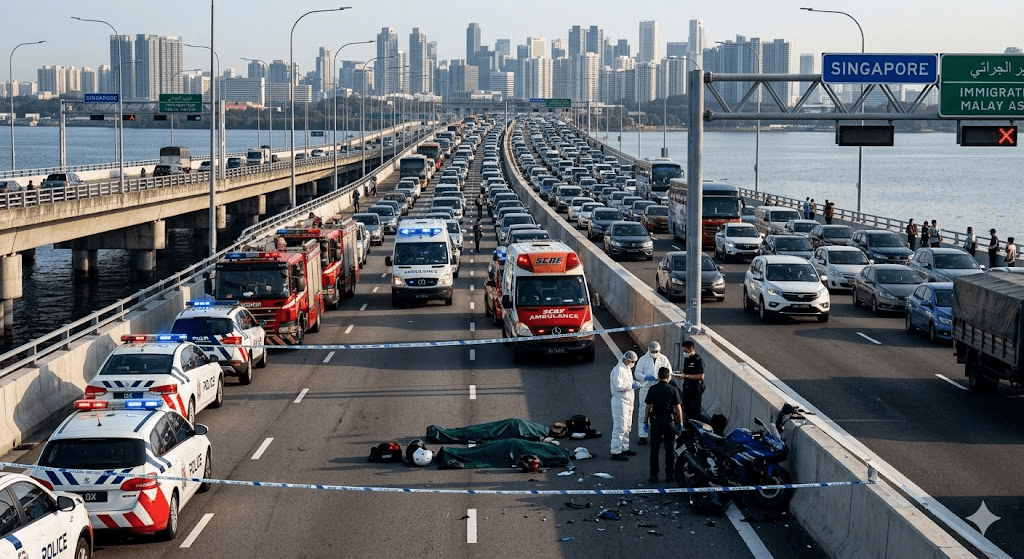 Tragedy on the Border: Married Couple Killed in Horrific Motorcycle Crash on Tuas Second Link Bridge Tragedy on the Border: Married Couple Killed in Horrific Motorcycle Crash on Tuas Second Link Bridge